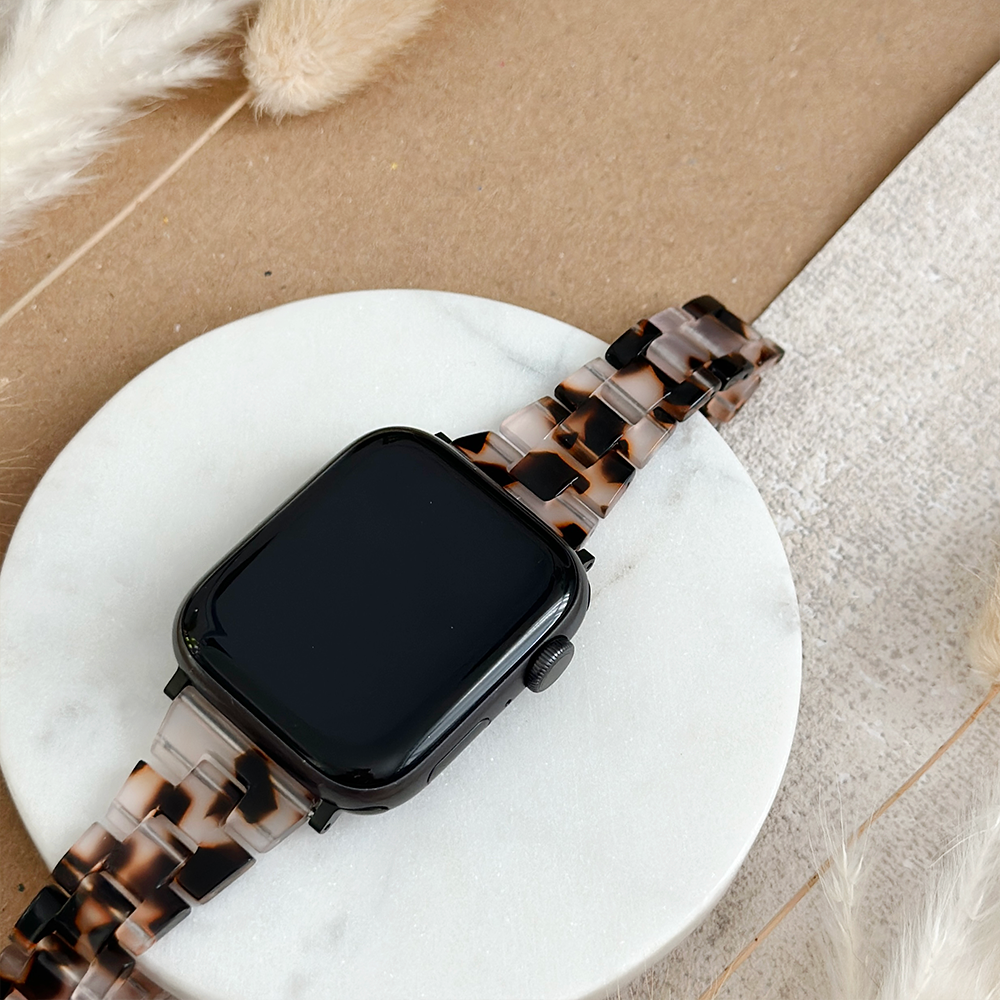 İnce Lüks Fildişi Kaplumbağa Desenli Apple Watch Kayışı
