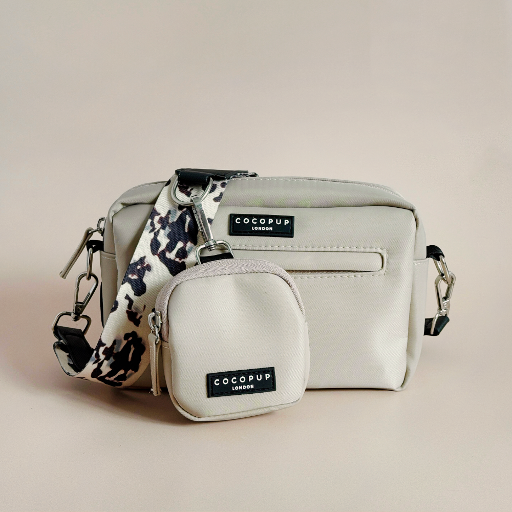 Köpek Gezdirme Çantası Seti - Fildişi Kaplumbağa Desenli