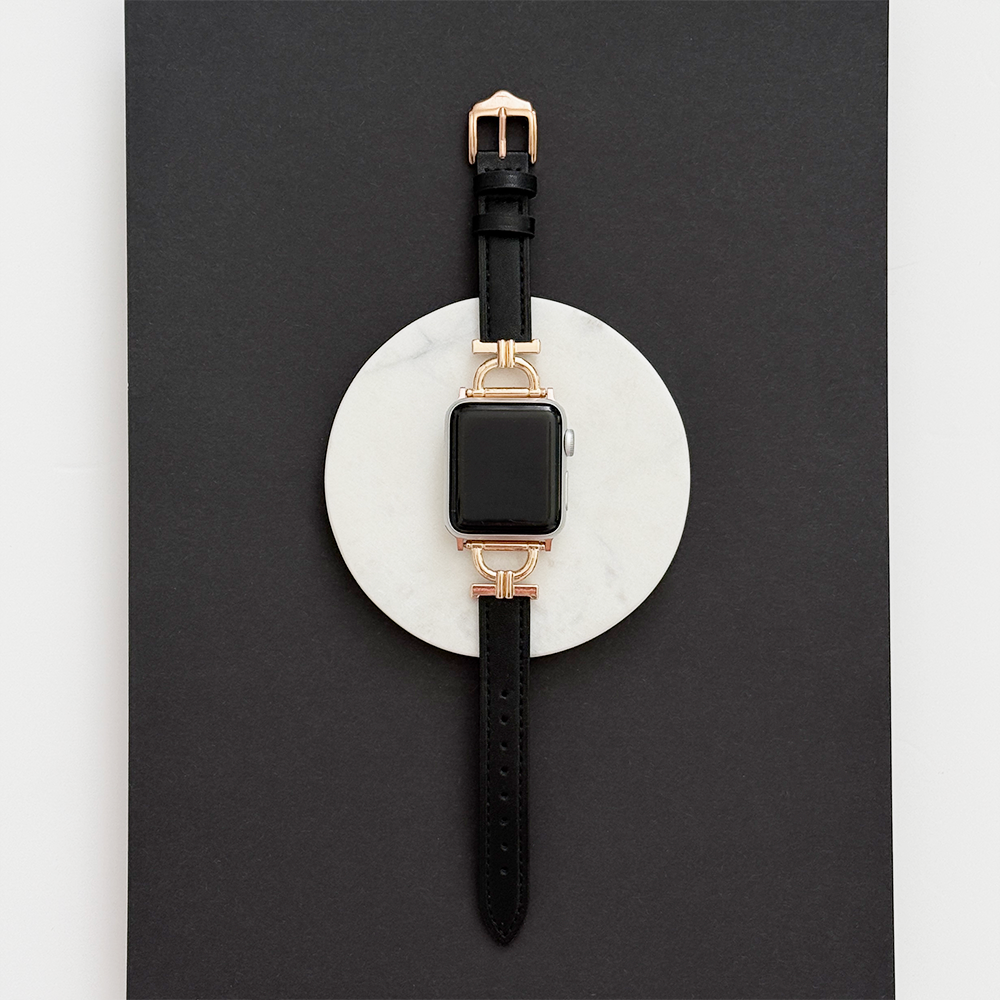 Vegan PU Leather Apple Watch Strap - Kohl Black