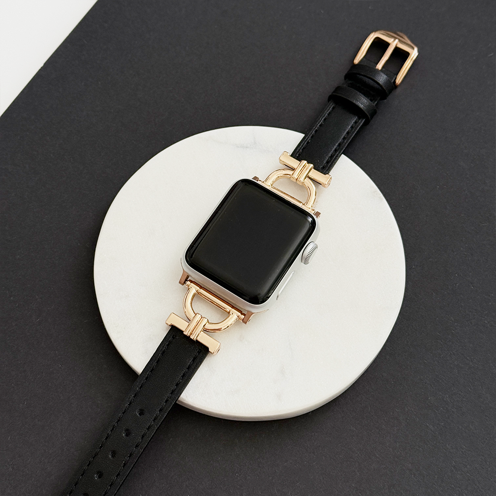 Vegan PU Leather Apple Watch Strap - Kohl Black