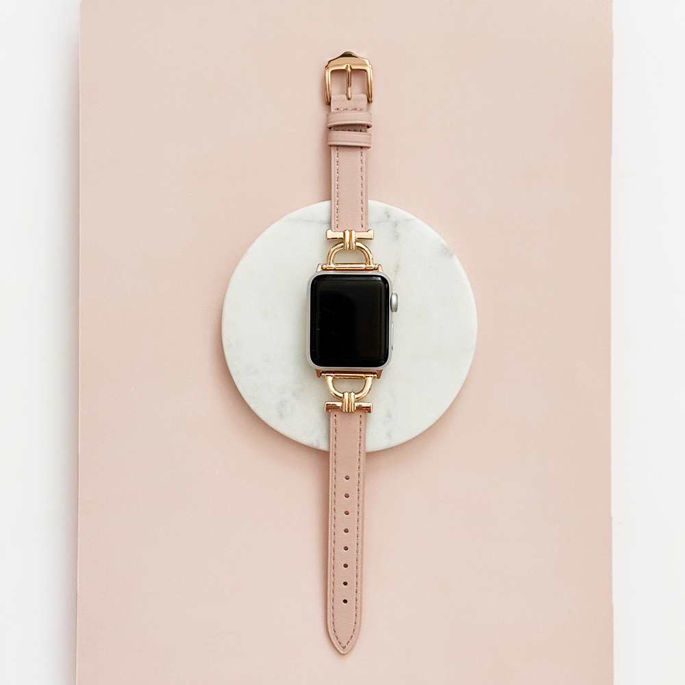 Vegan PU Leather Apple Watch Strap - Pink Chai