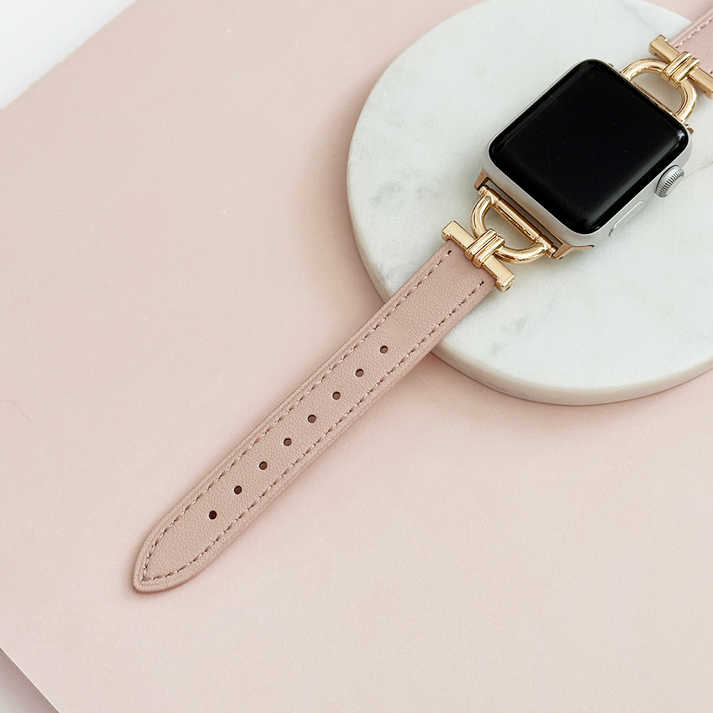 Vegan PU Leather Apple Watch Strap - Pink Chai