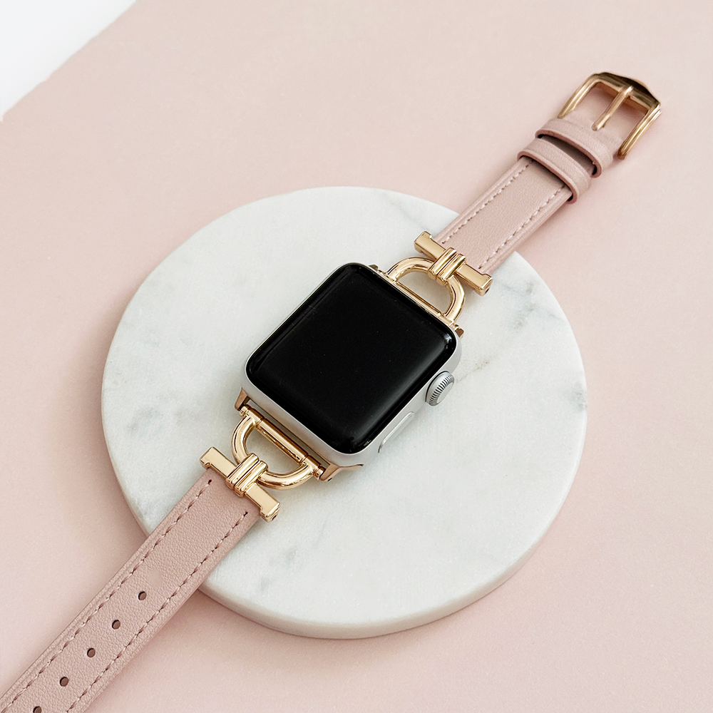 Vegan PU Leather Apple Watch Strap - Pink Chai