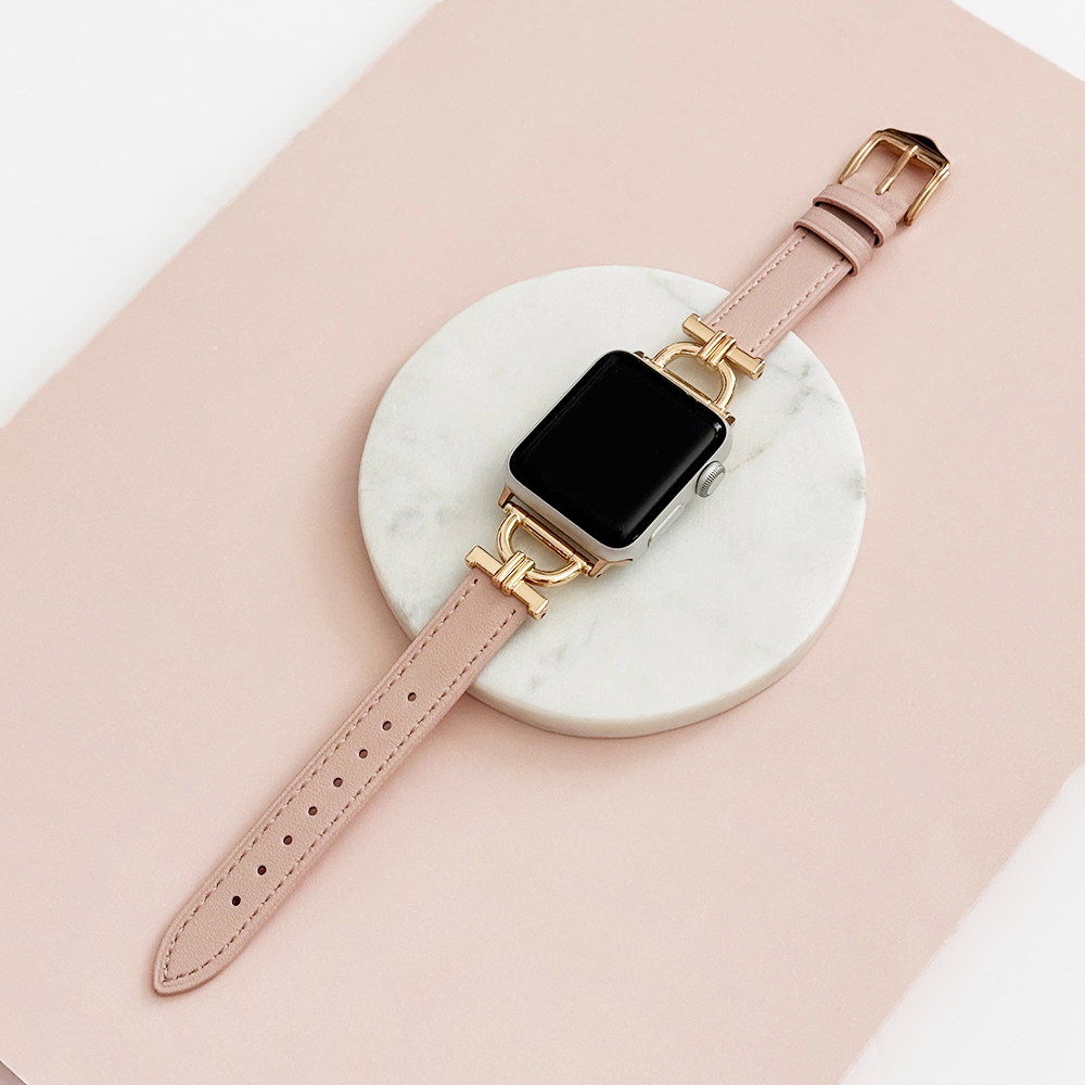 Vegan PU Leather Apple Watch Strap - Pink Chai