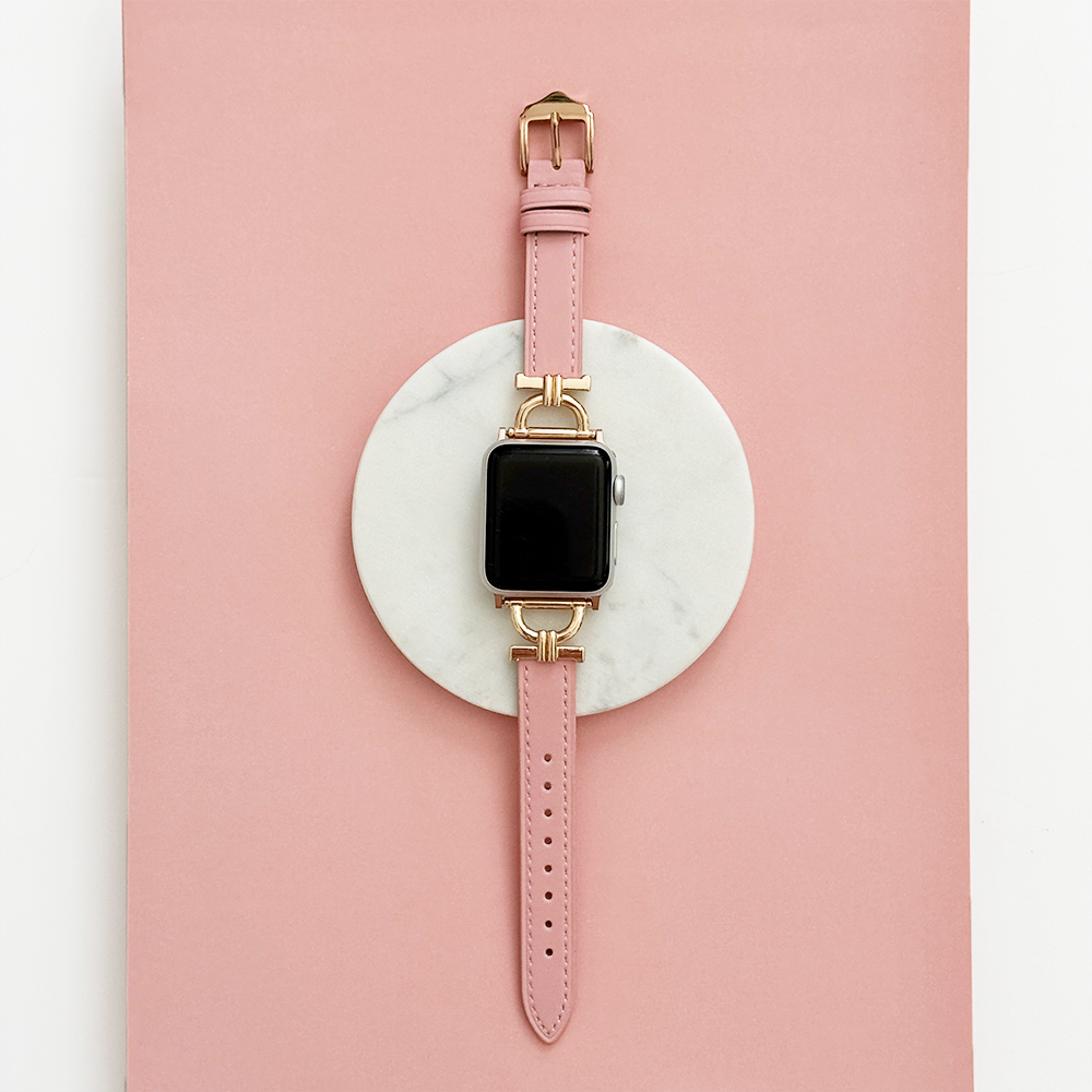 Vegan PU Leather Apple Watch Strap - Powder Pink