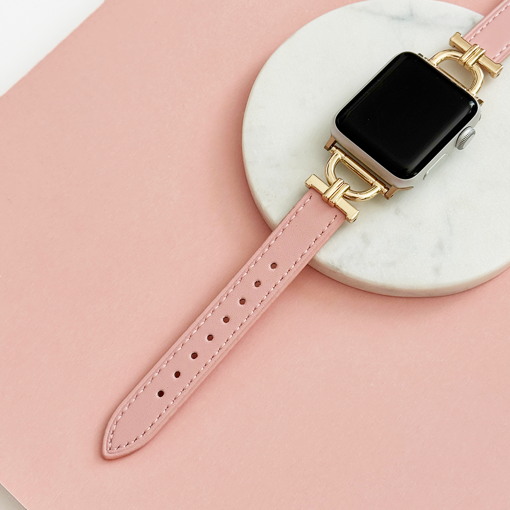 Vegan PU Leather Apple Watch Strap - Powder Pink