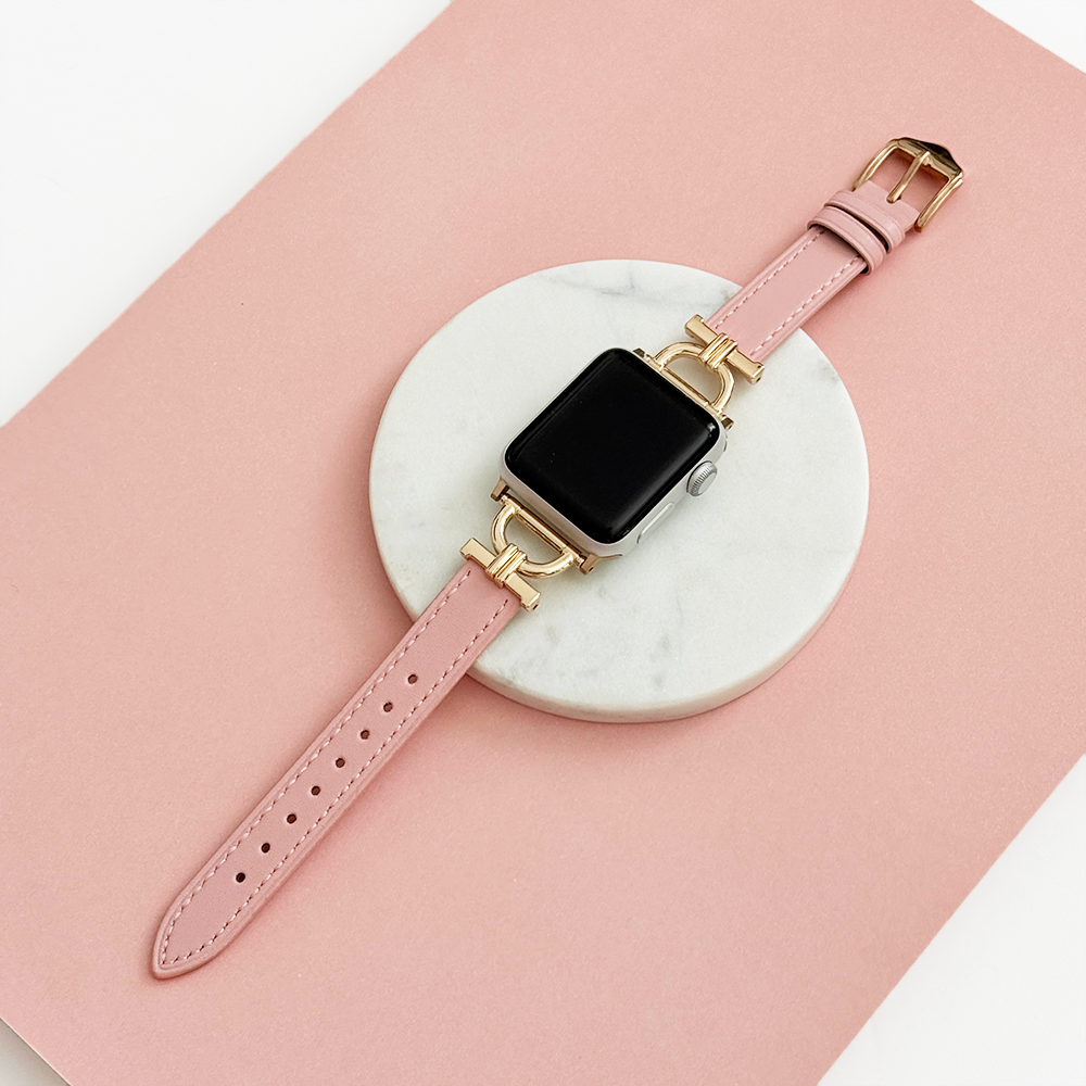 Vegan PU Leather Apple Watch Strap - Powder Pink