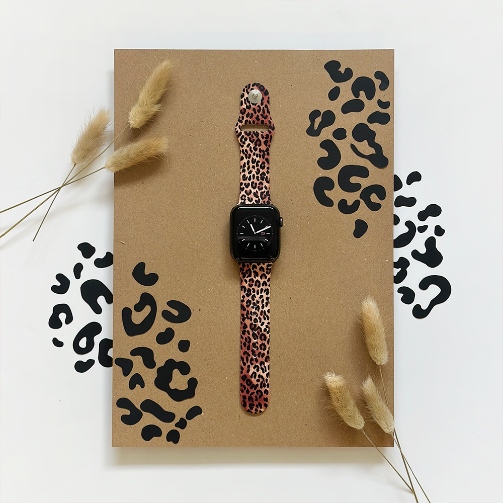 Leopar Desenli Apple Watch Kayışı
