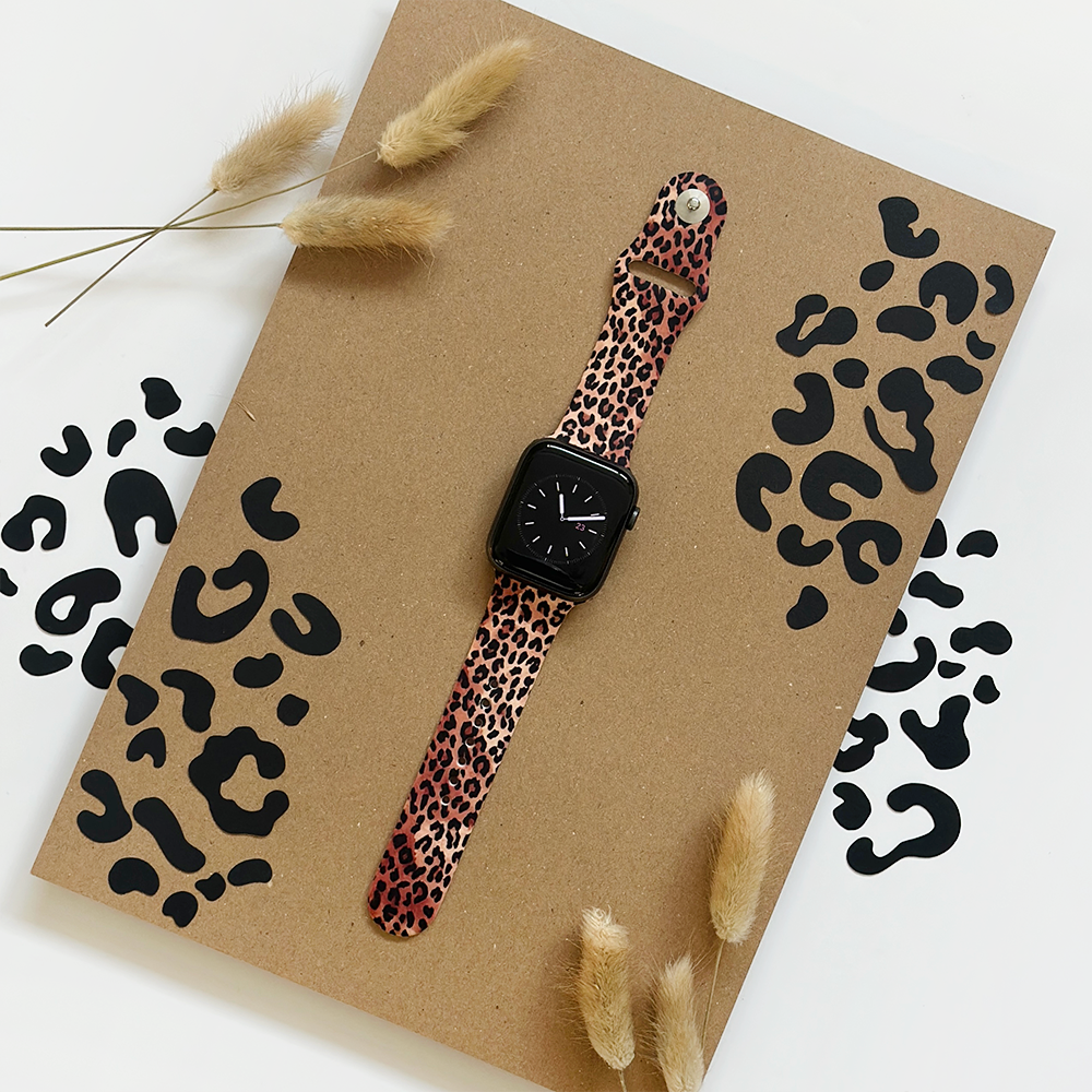 Leopar Desenli Apple Watch Kayışı