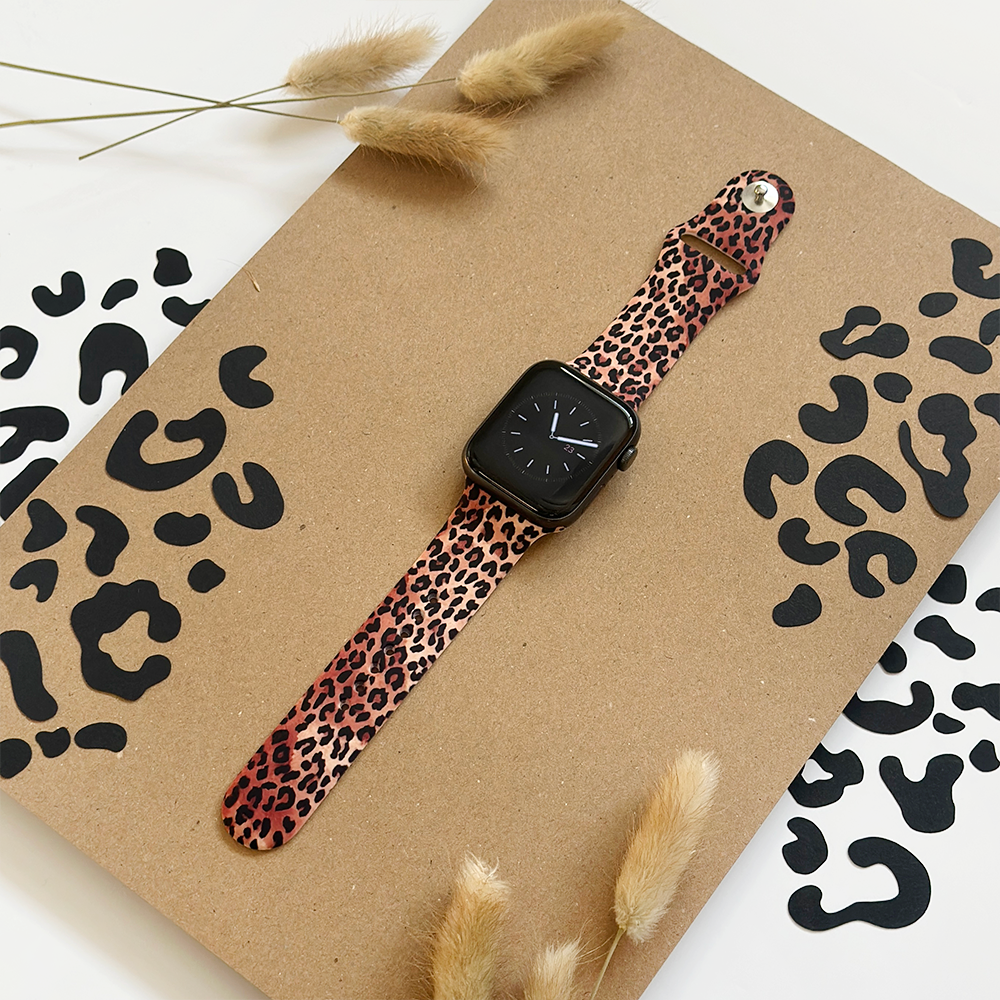 Leopar Desenli Apple Watch Kayışı