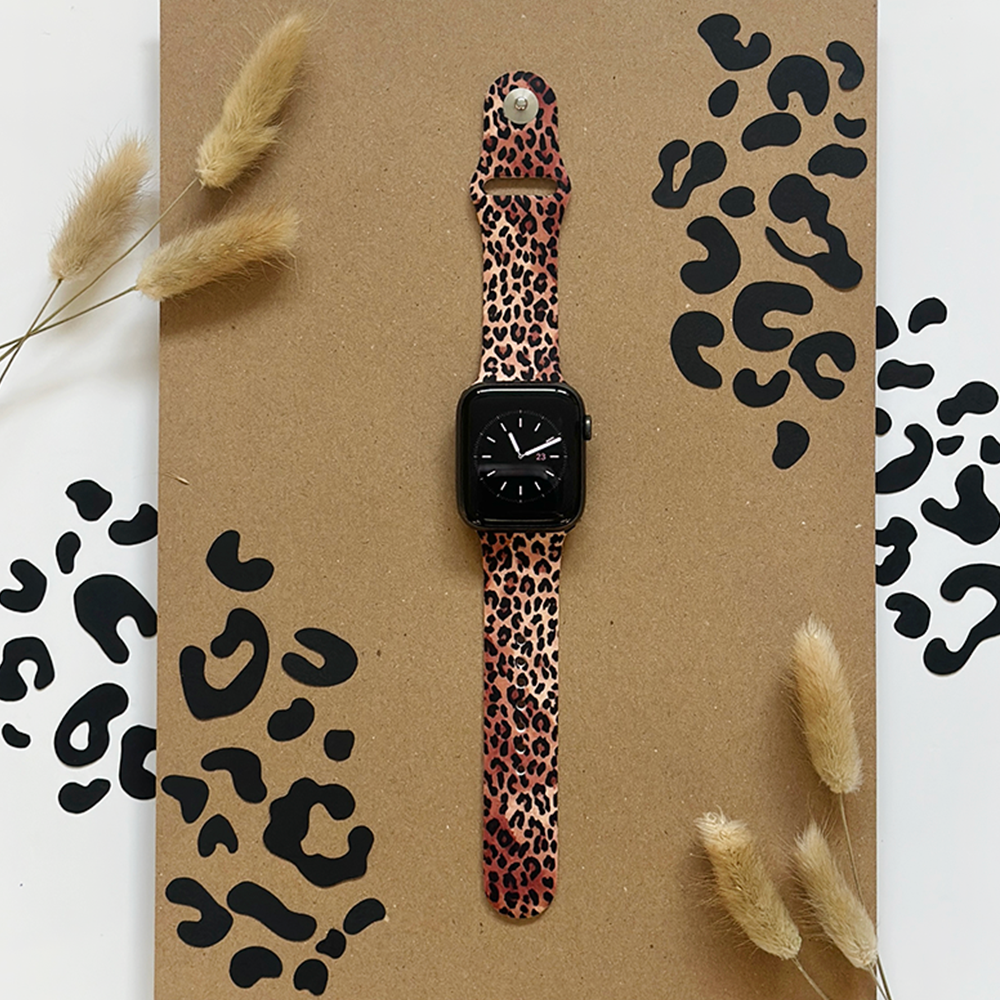 Leopar Desenli Apple Watch Kayışı