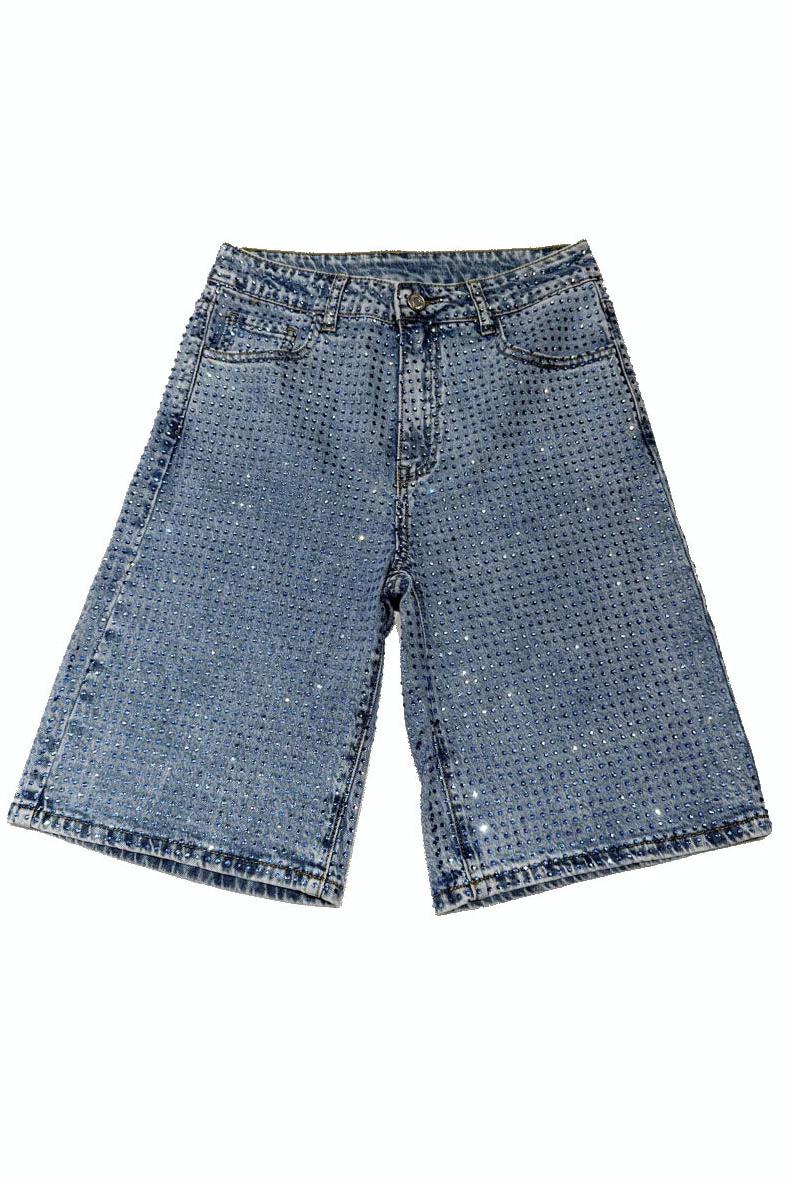 Light Blue Denim Sparkling Shorts