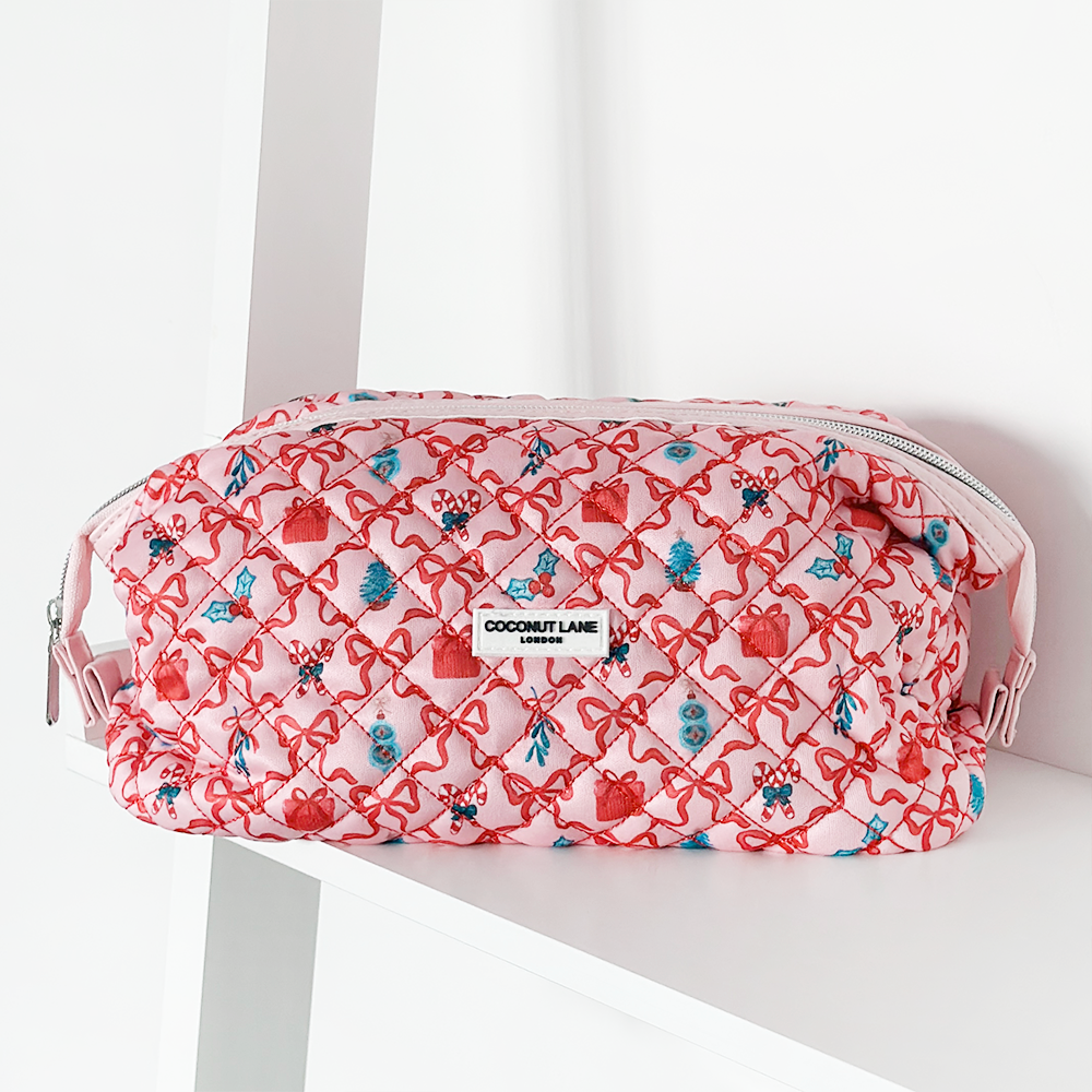 Genişletilebilir Makyaj Çantası - Kapitone Noel Öpücükleri