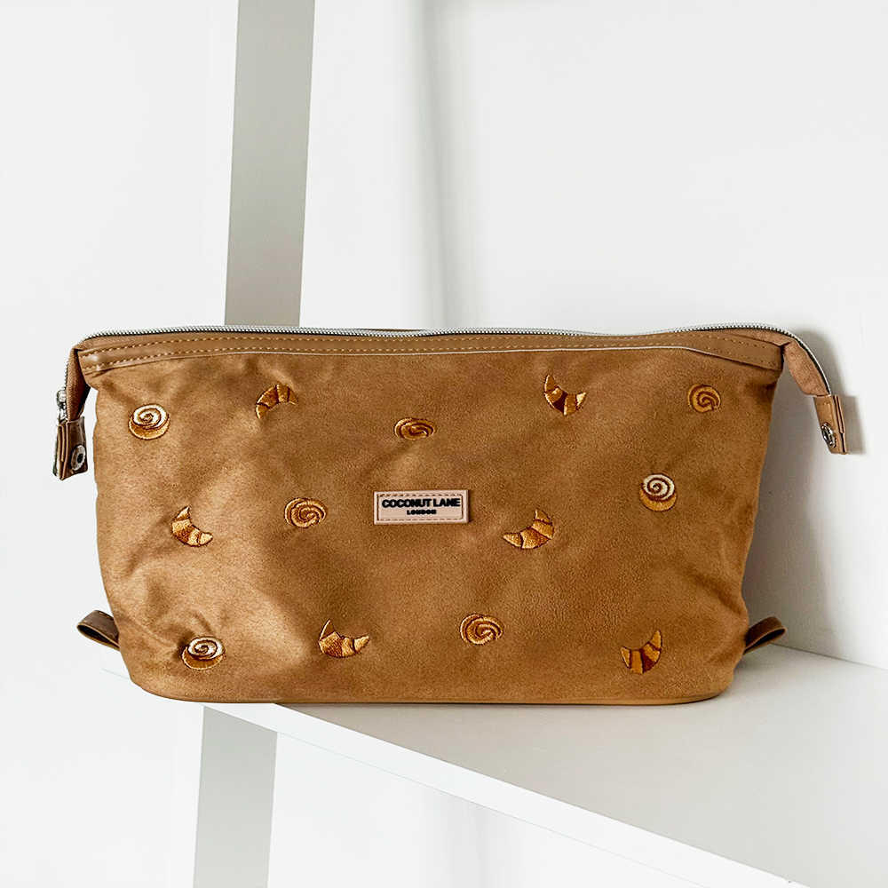 Suedette Expandable Makeup Bag - Croissant Club