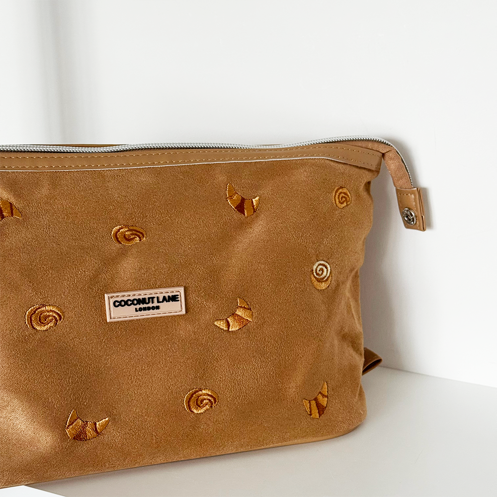 Suedette Expandable Makeup Bag - Croissant Club