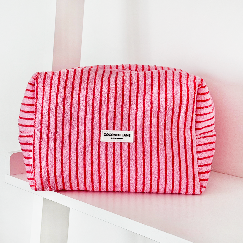 Towel Makeup Bag - Cherry Stripes