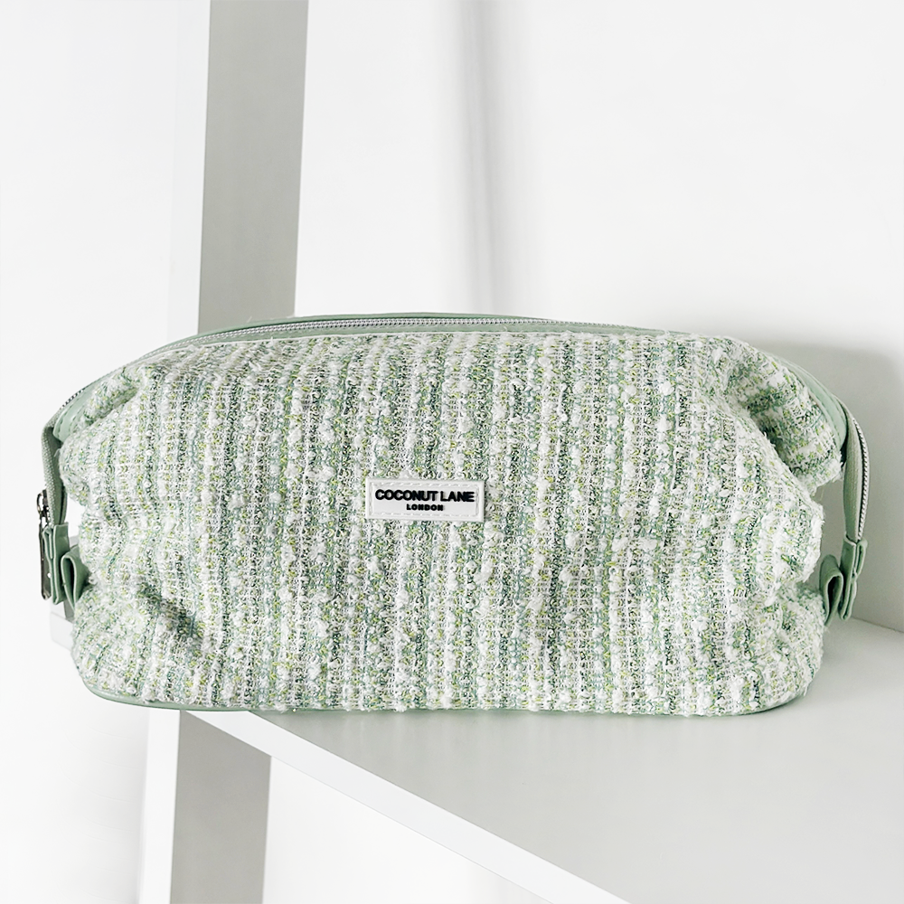 Genişletilebilir Makyaj Çantası - Matcha Dokulu Tüvit