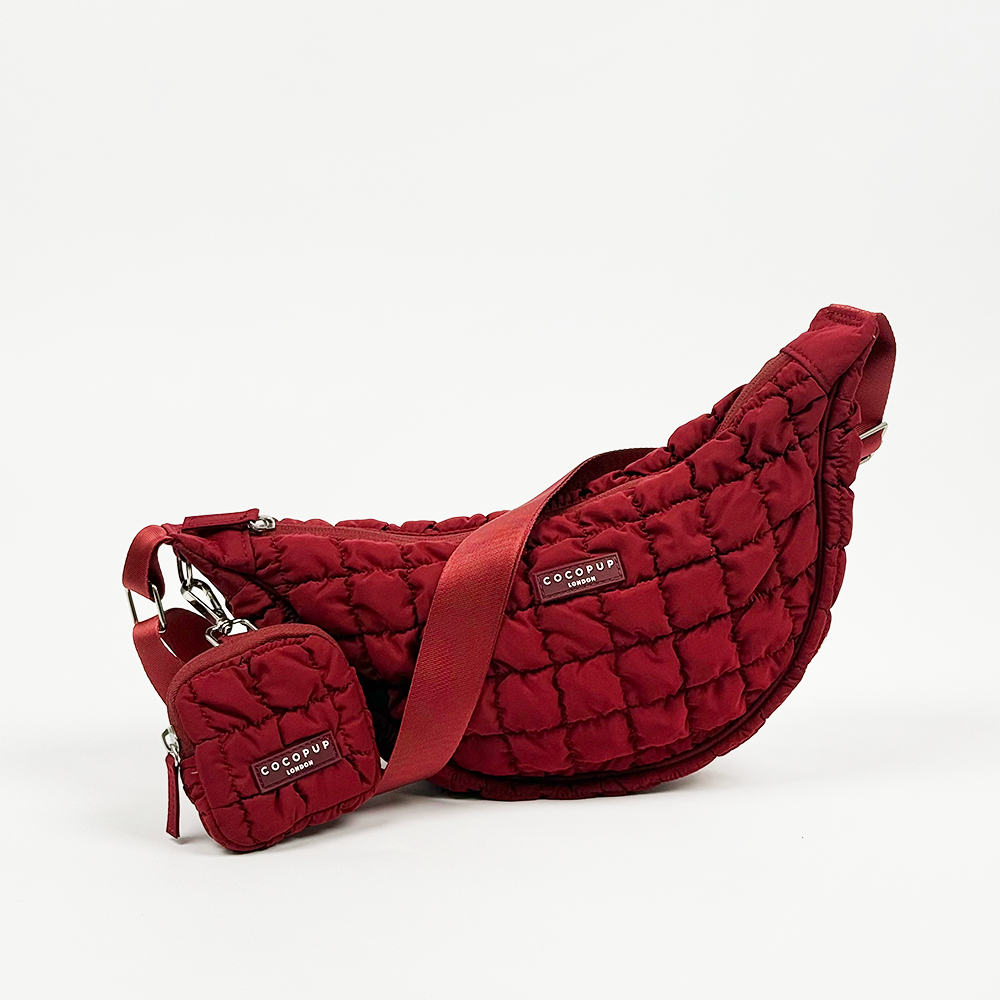 Çapraz Askılı Hilal Şekilli Köpek Gezdirme Çantası Seti - Merlot