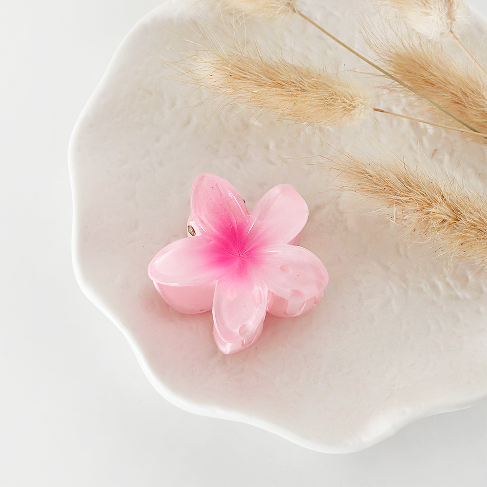 Mini Tropikal Çiçek Şekilli Klips - Pembe