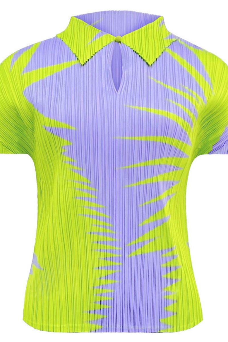 Pleated Lapel Top Two-Piece Set Skirt