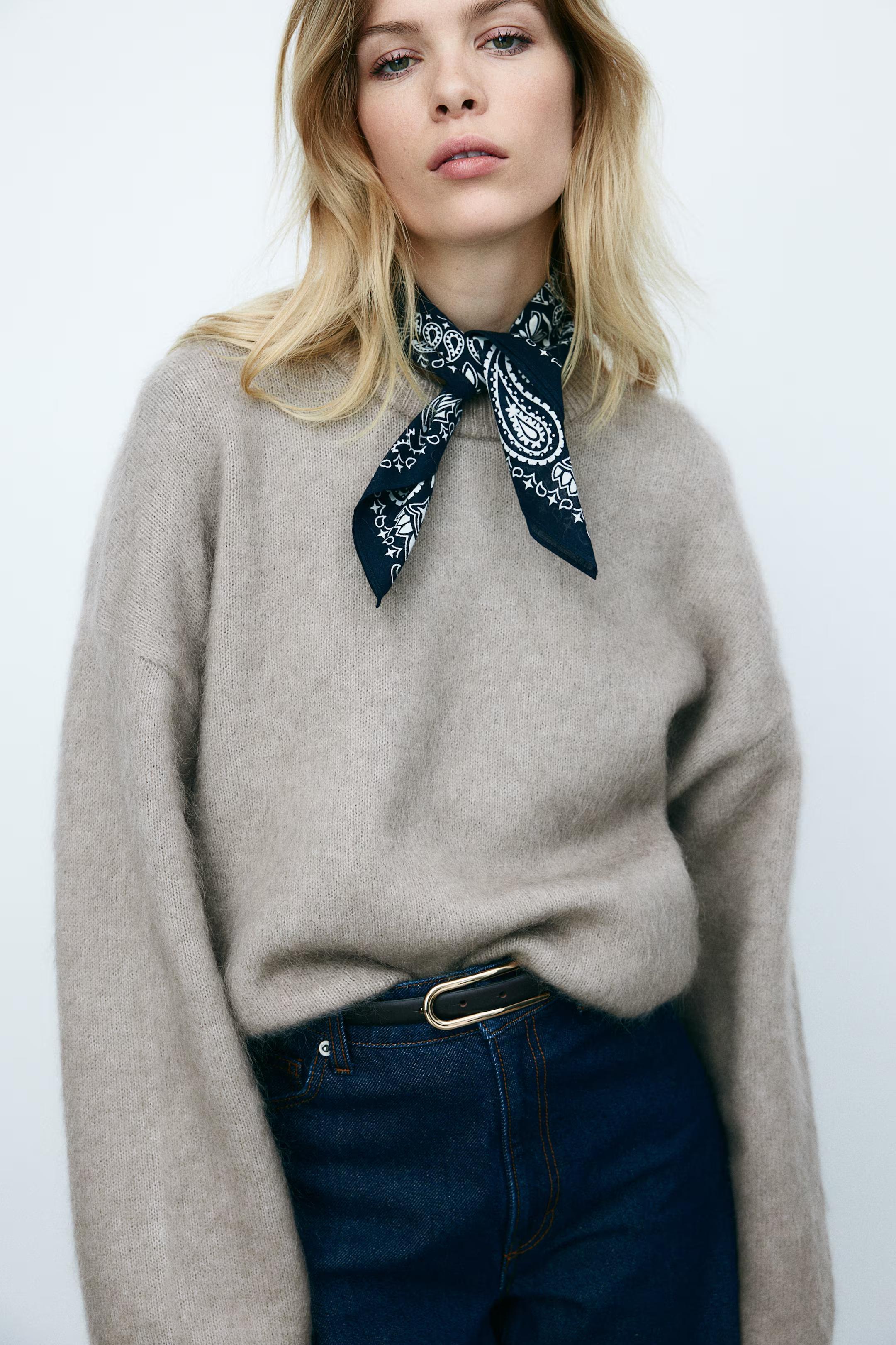 Cozy Knit Sweater & Ruffled White Shorts Set