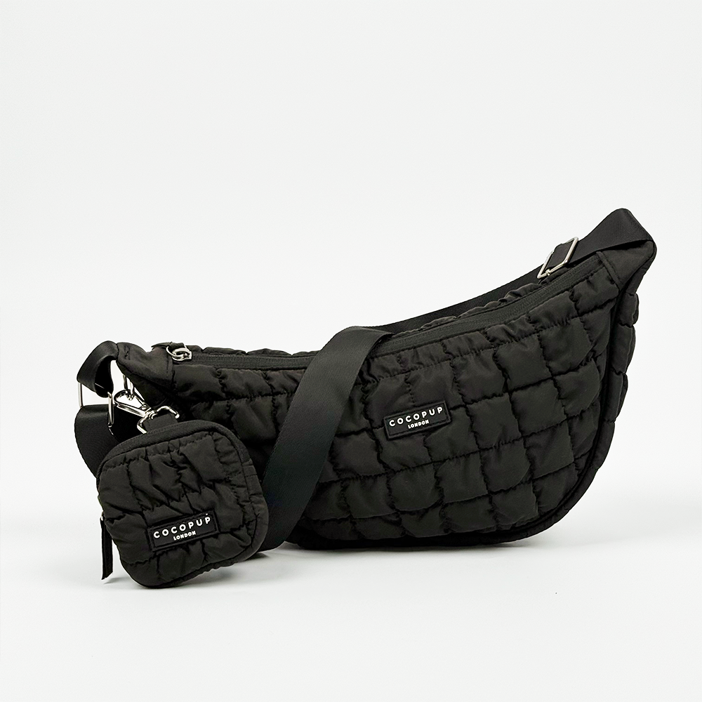 Çapraz Askılı Hilal Şekilli Köpek Gezdirme Çantası Seti - Onyx