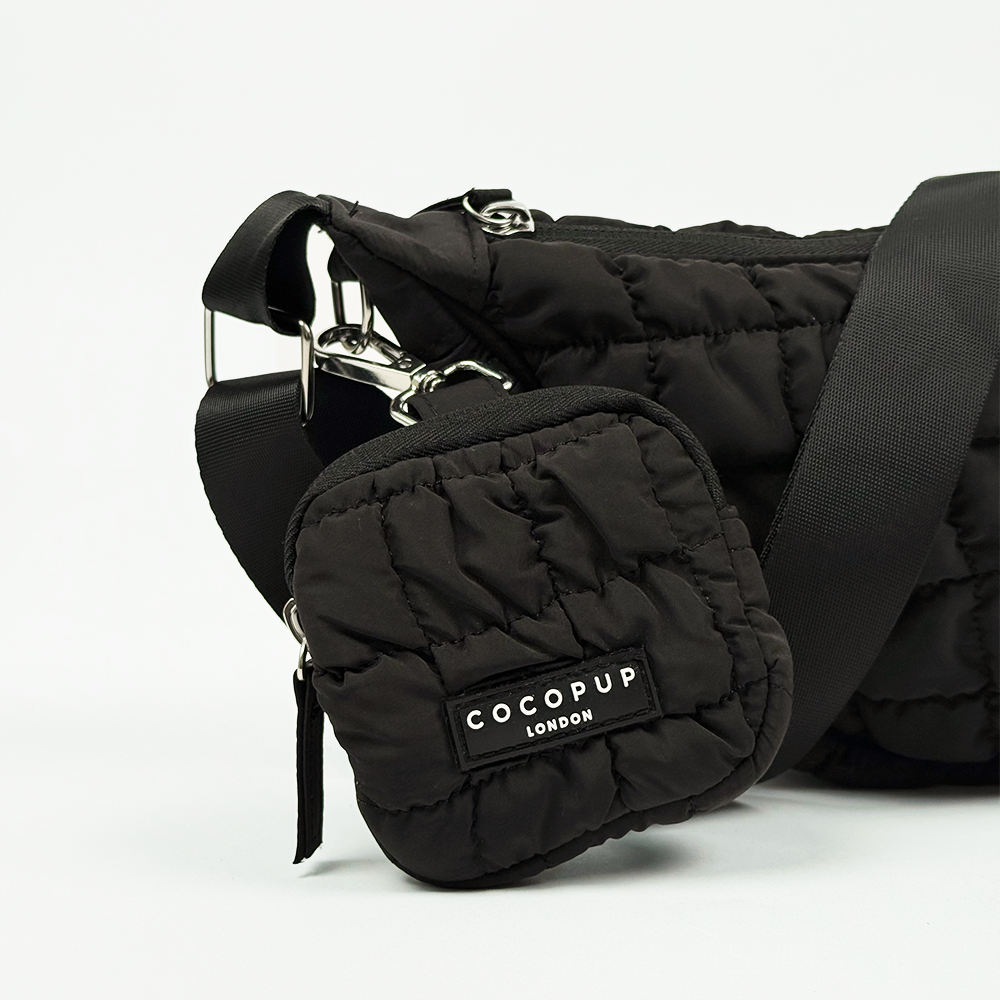 Çapraz Askılı Hilal Şekilli Köpek Gezdirme Çantası Seti - Onyx