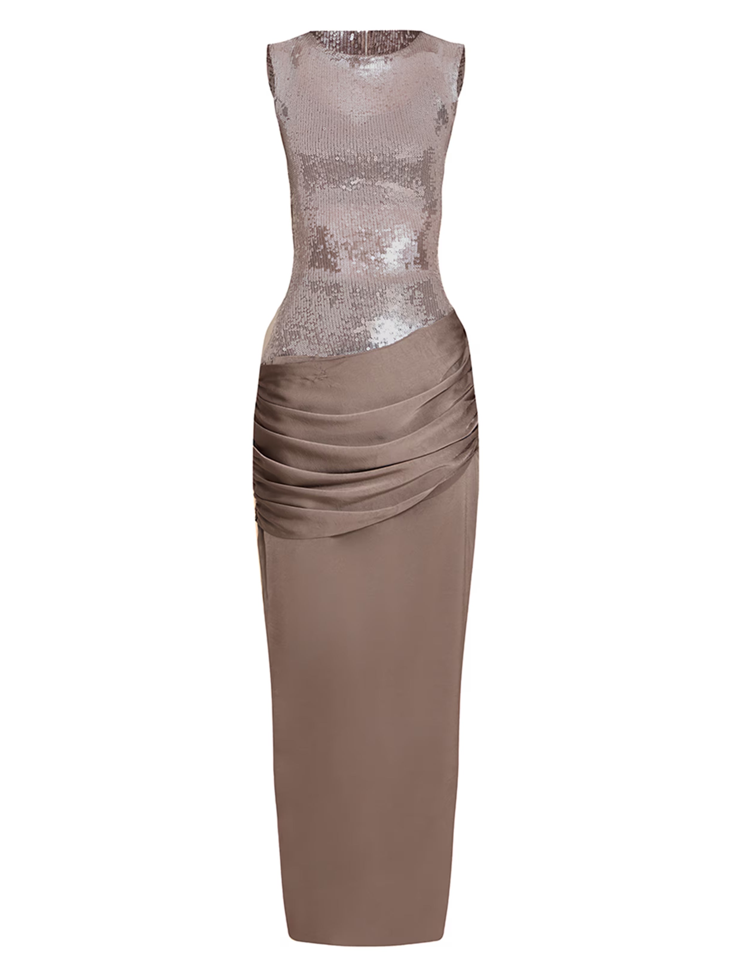 Elegant Sequin Satin Maxi Dress