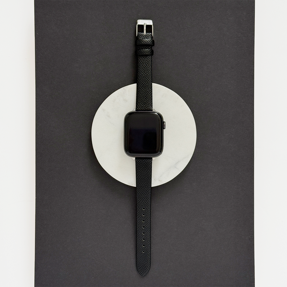 Vegan Textured PU Leather Apple Watch Strap - Black