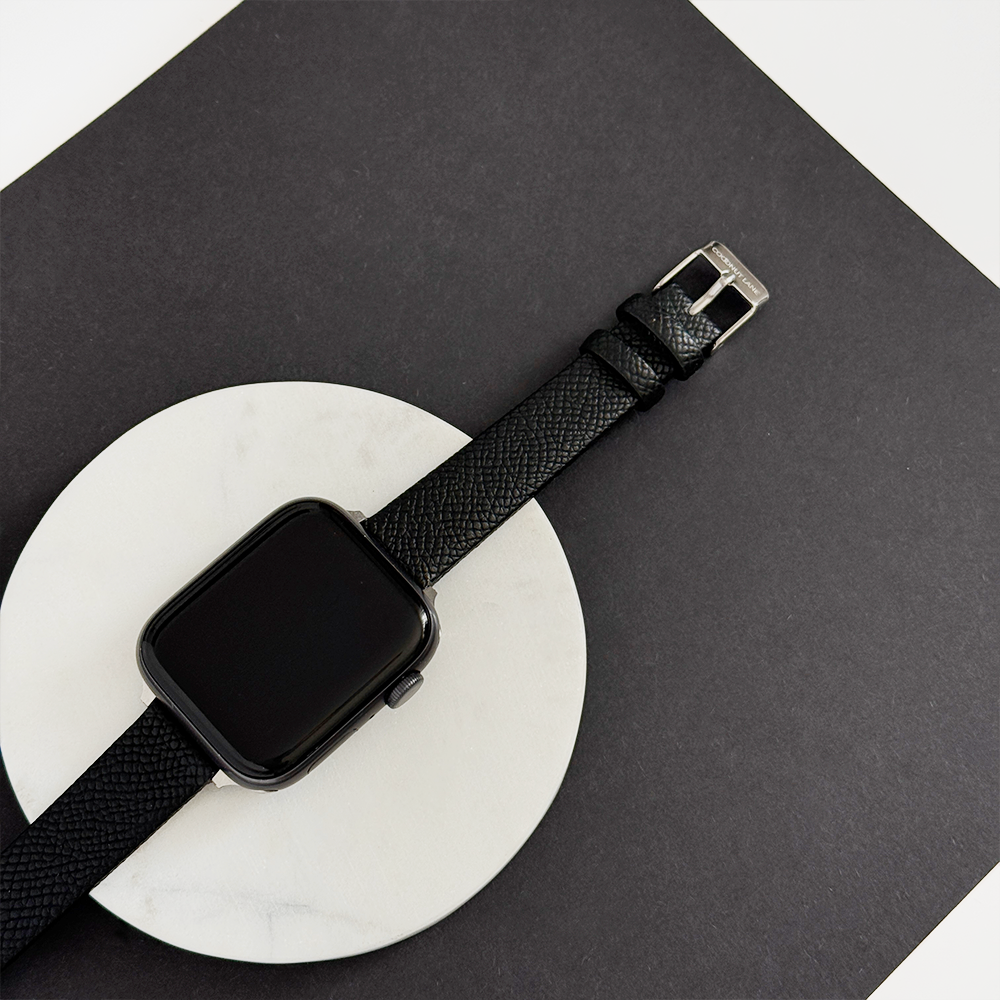 Vegan Textured PU Leather Apple Watch Strap - Black