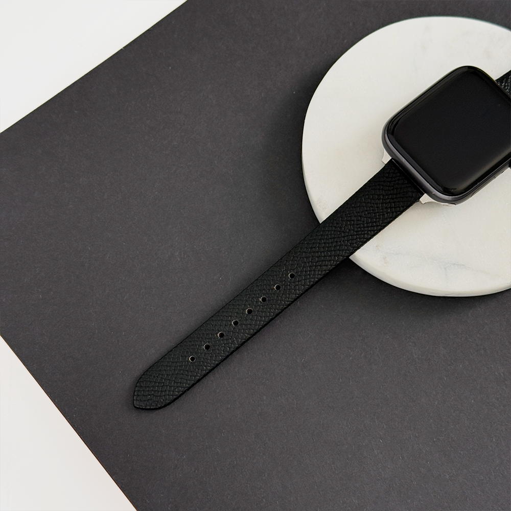 Vegan Textured PU Leather Apple Watch Strap - Black
