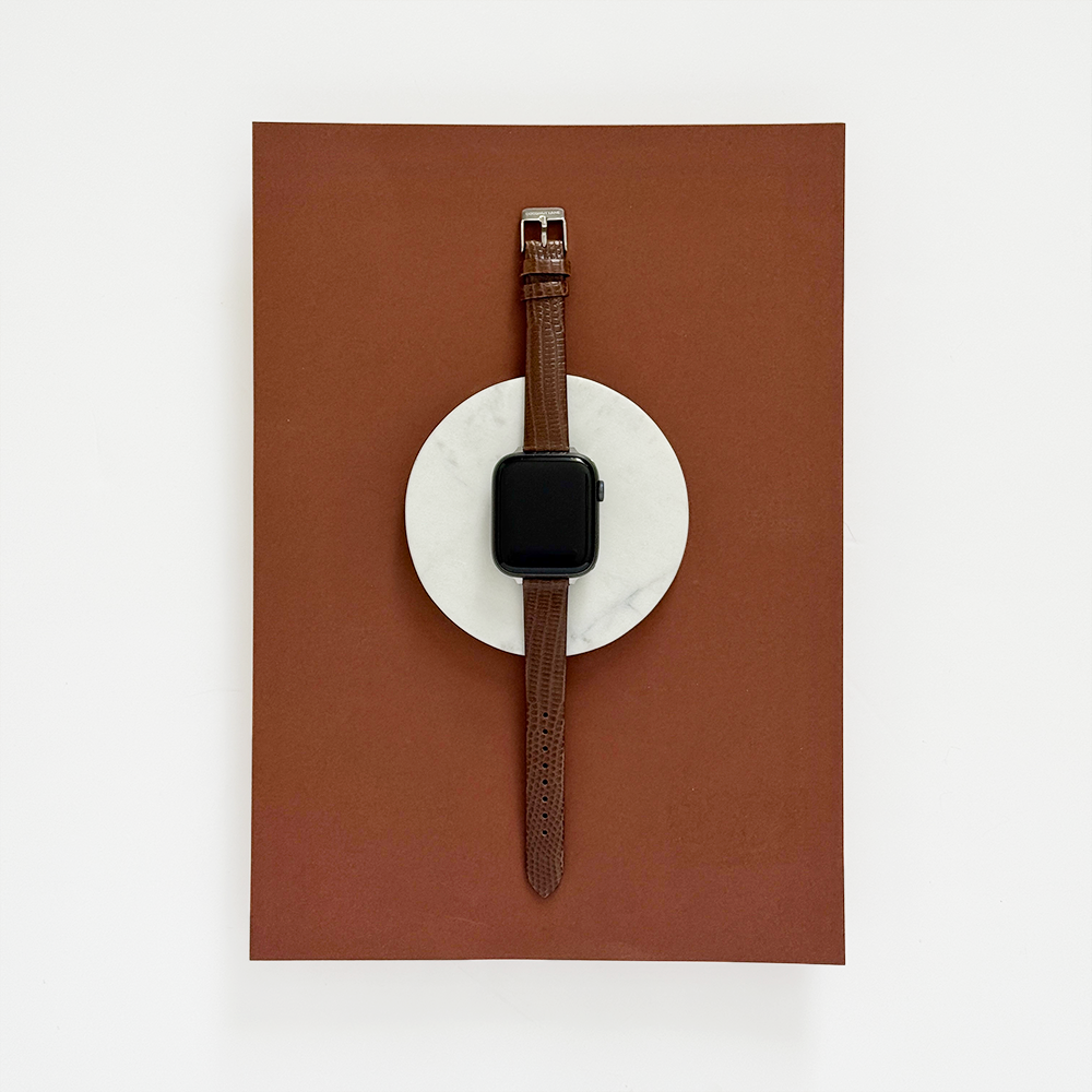 Vegan Textured PU Leather Apple Watch Strap - Chocolate