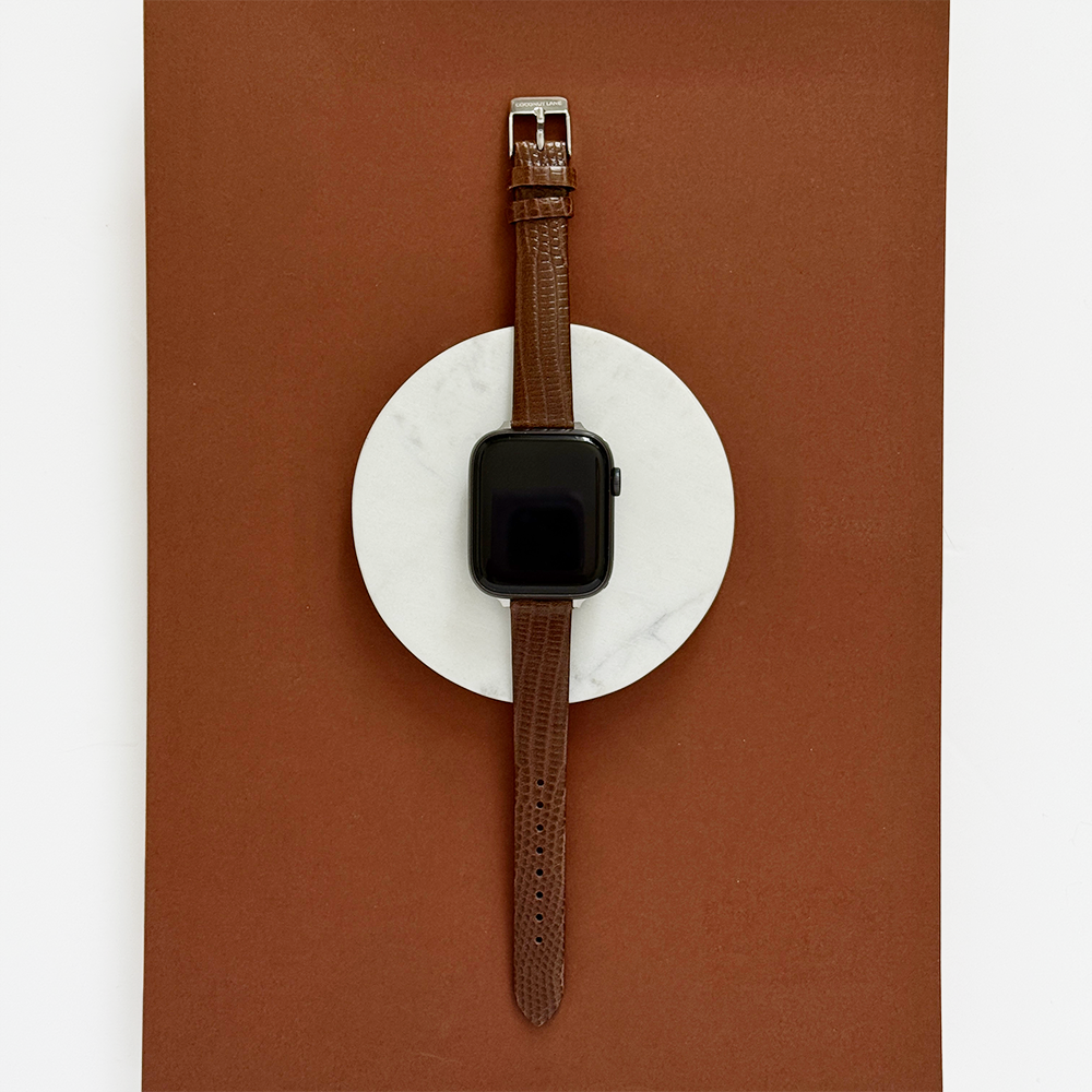 Vegan Textured PU Leather Apple Watch Strap - Chocolate