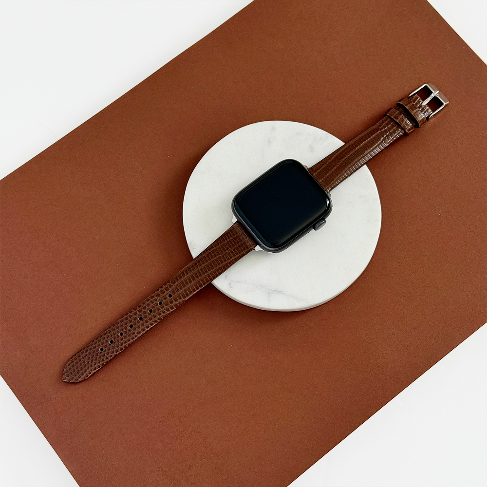 Vegan Textured PU Leather Apple Watch Strap - Chocolate