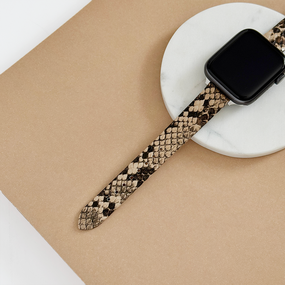 Vegan Textured PU Leather Apple Watch Strap - Snake