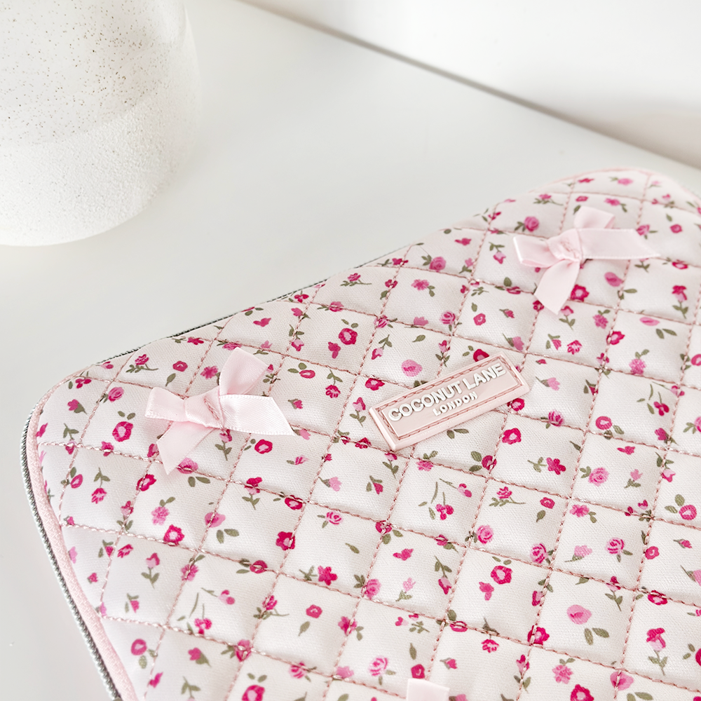 Quilted Pink Watercolour Flowers iPad Sleeve