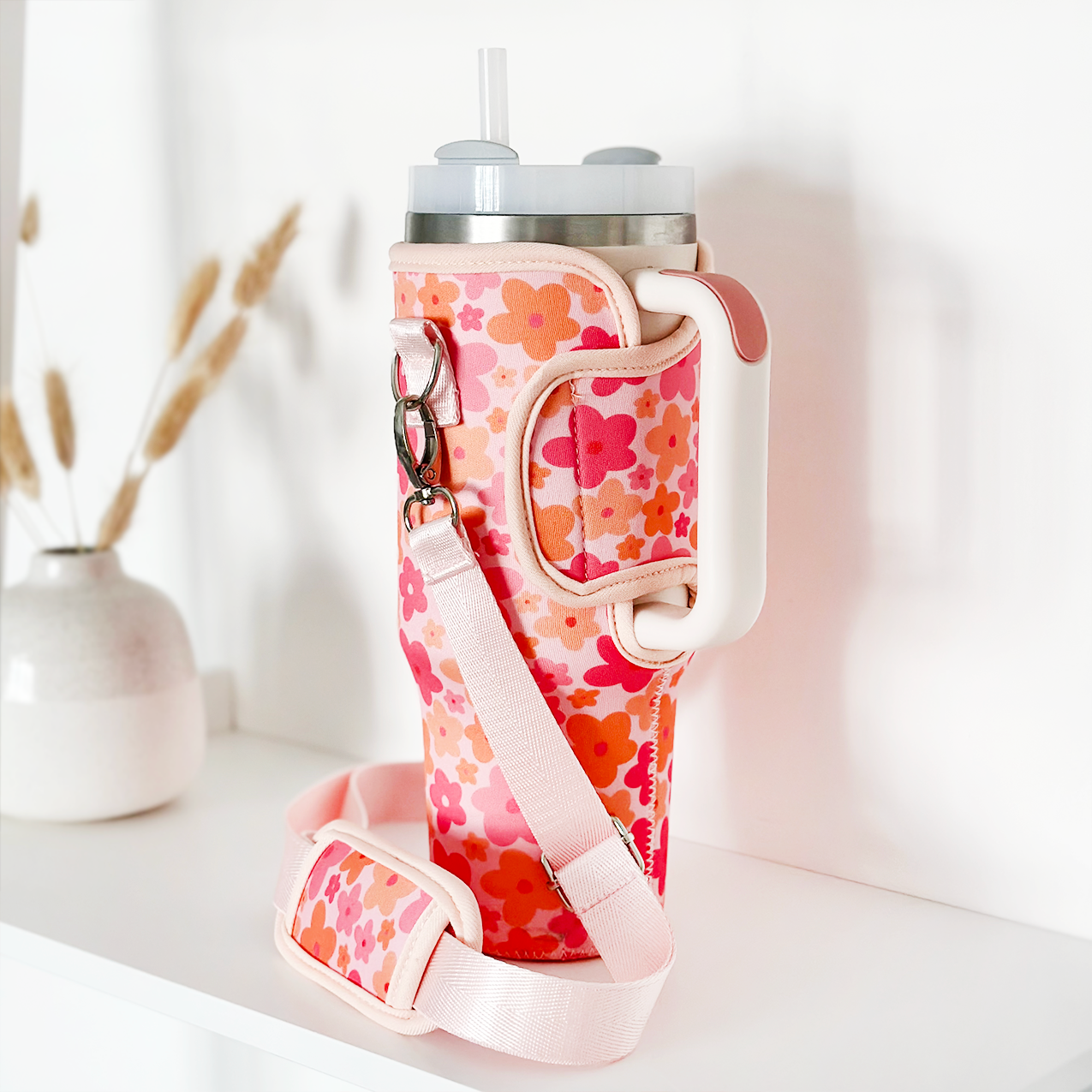 Tumbler Carry Case - Pink & Orange Bloom
