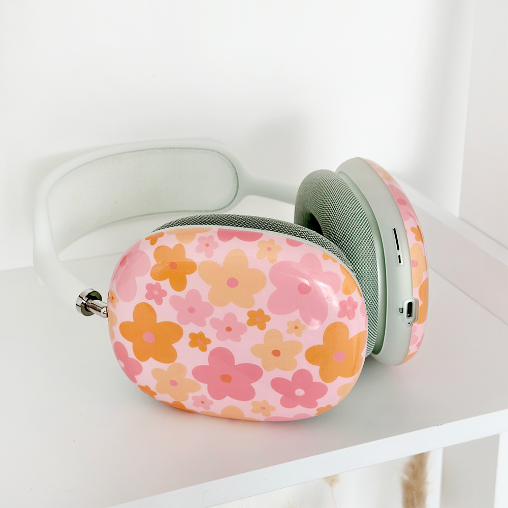 AirPods Max Kılıfı - Pembe ve Turuncu Çiçek