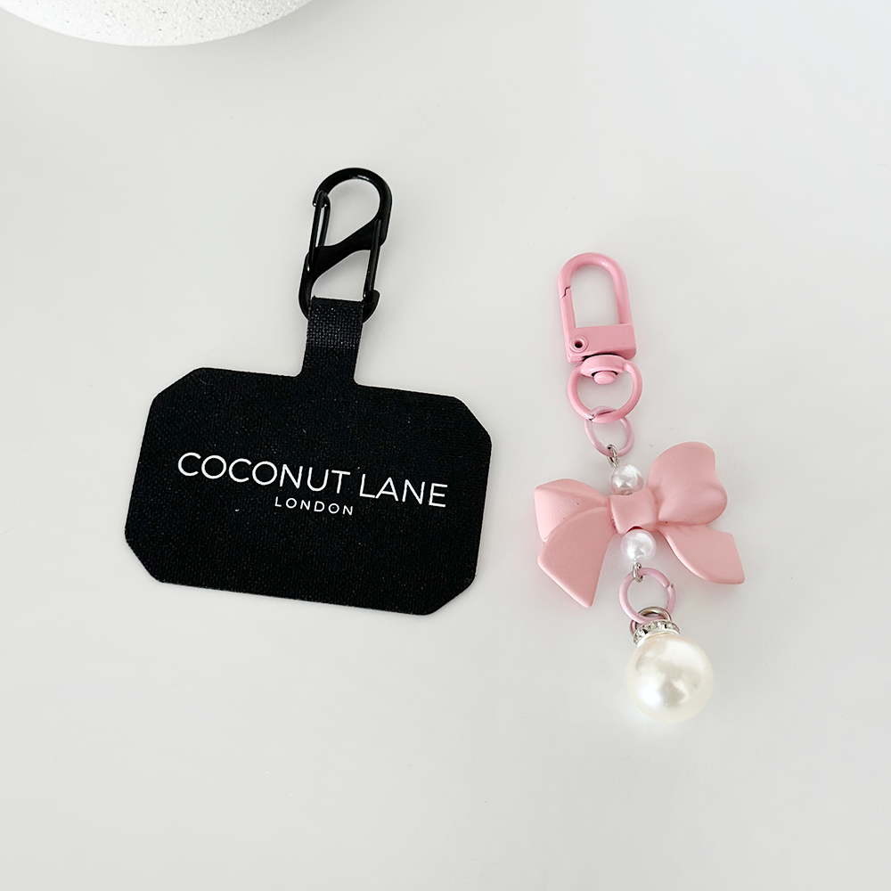 Coquette Fiyonklu Telefon Anahtarlık Seti - Şeftali Pembesi