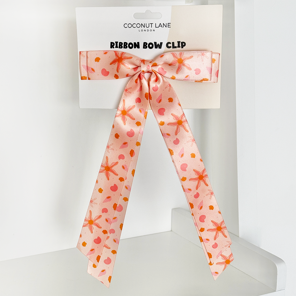 Ribbon Bow Clip - Peachy Beach