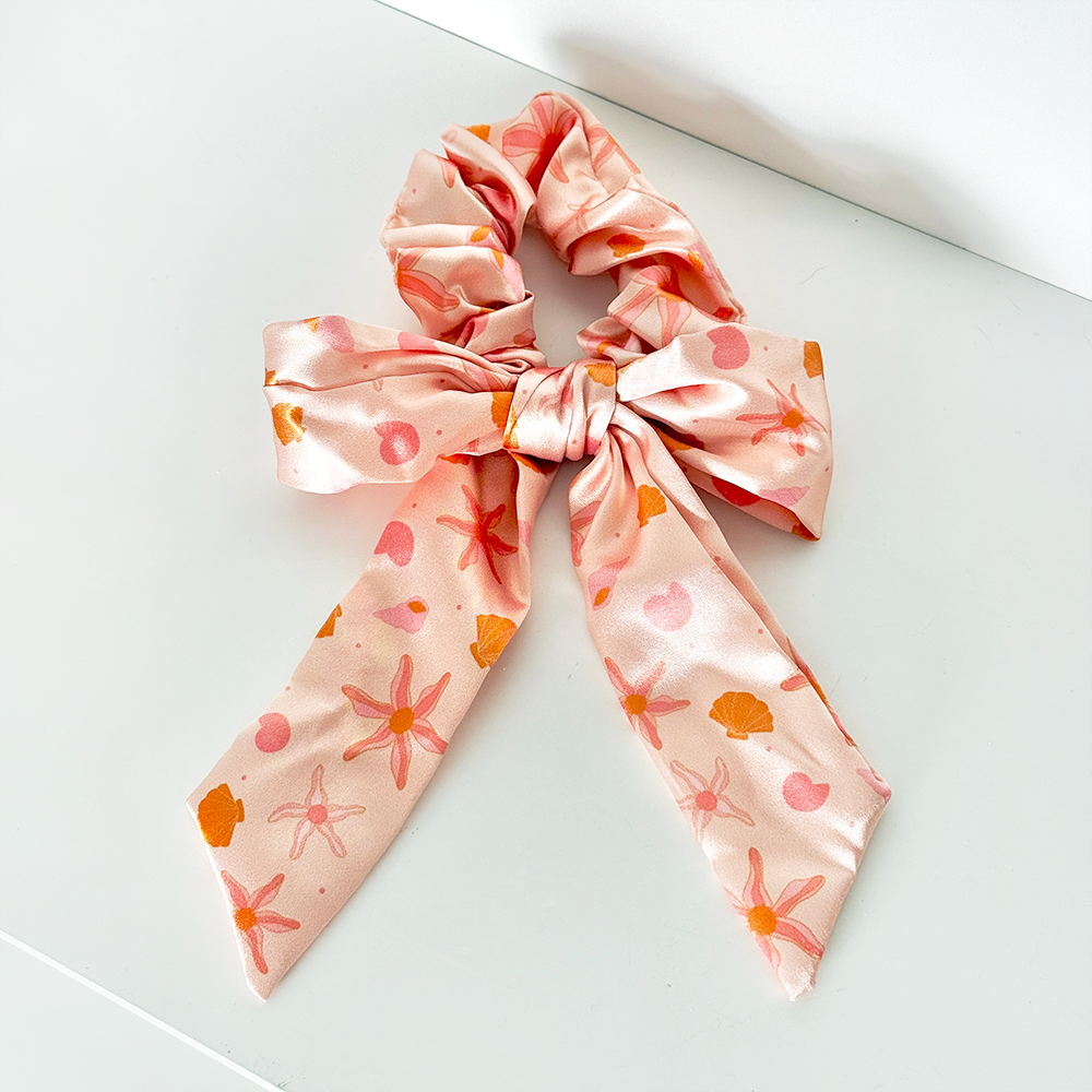Satin Bow Scrunchie - Peachy Beach