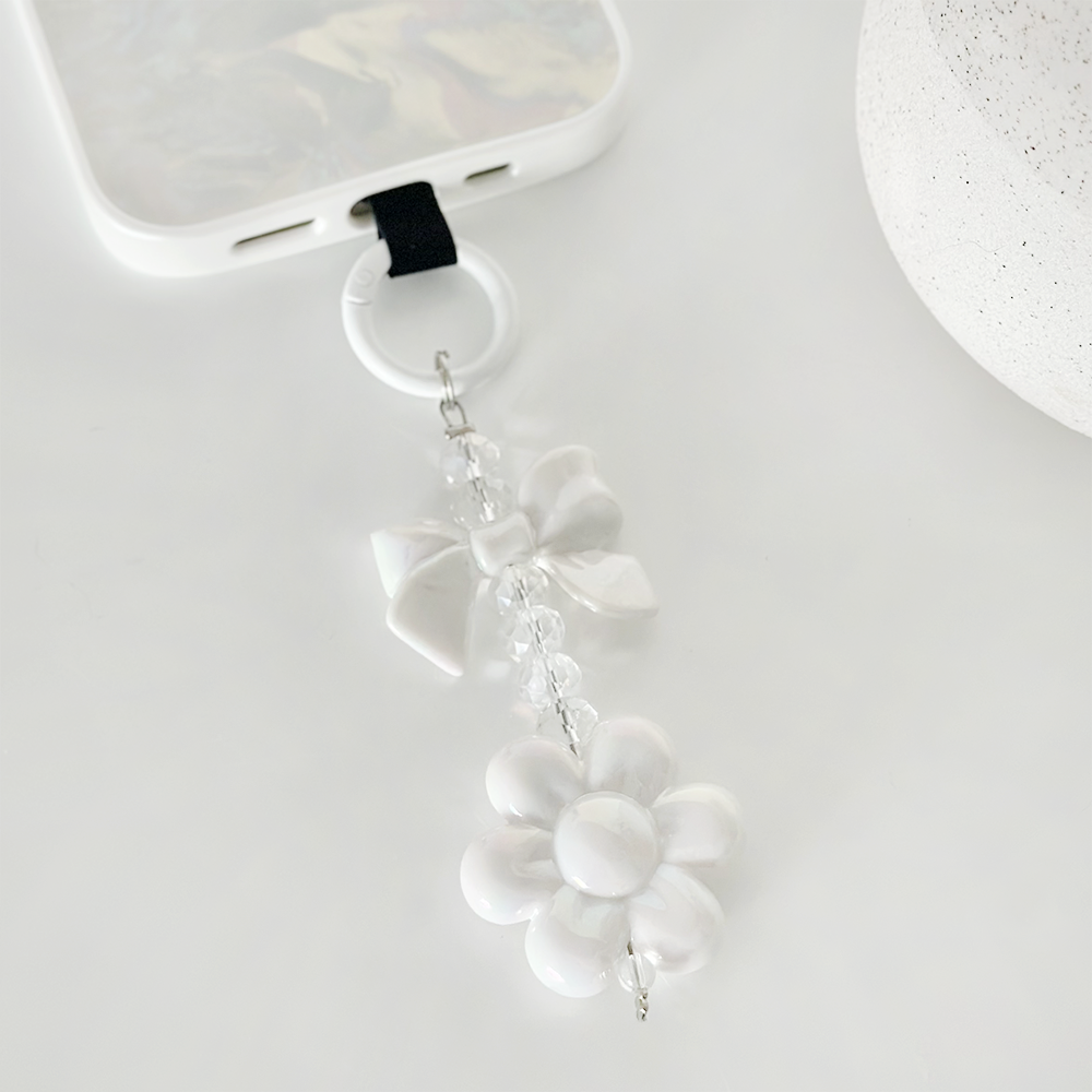 Yanardöner Çiçek Kurdeleli Telefon Anahtarlık Seti