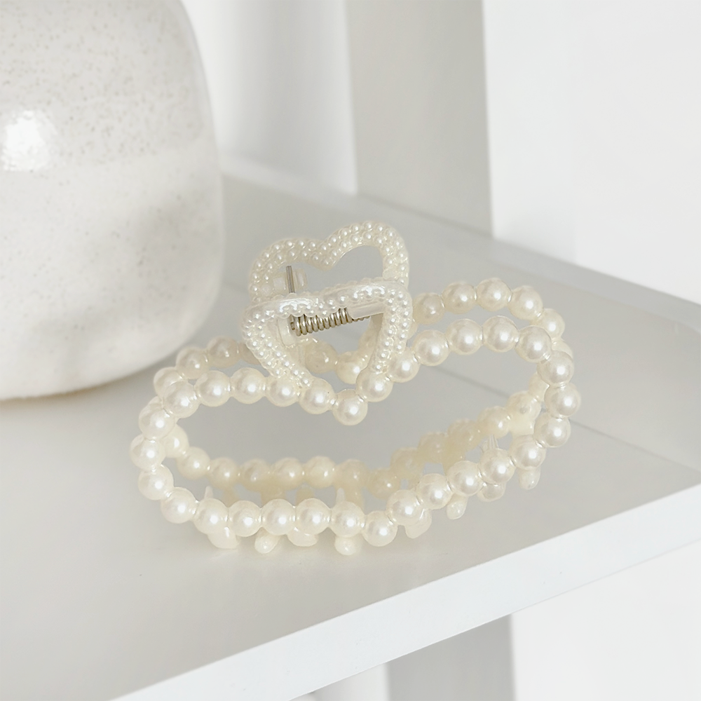 İnci Kalp Pençe Klipsi