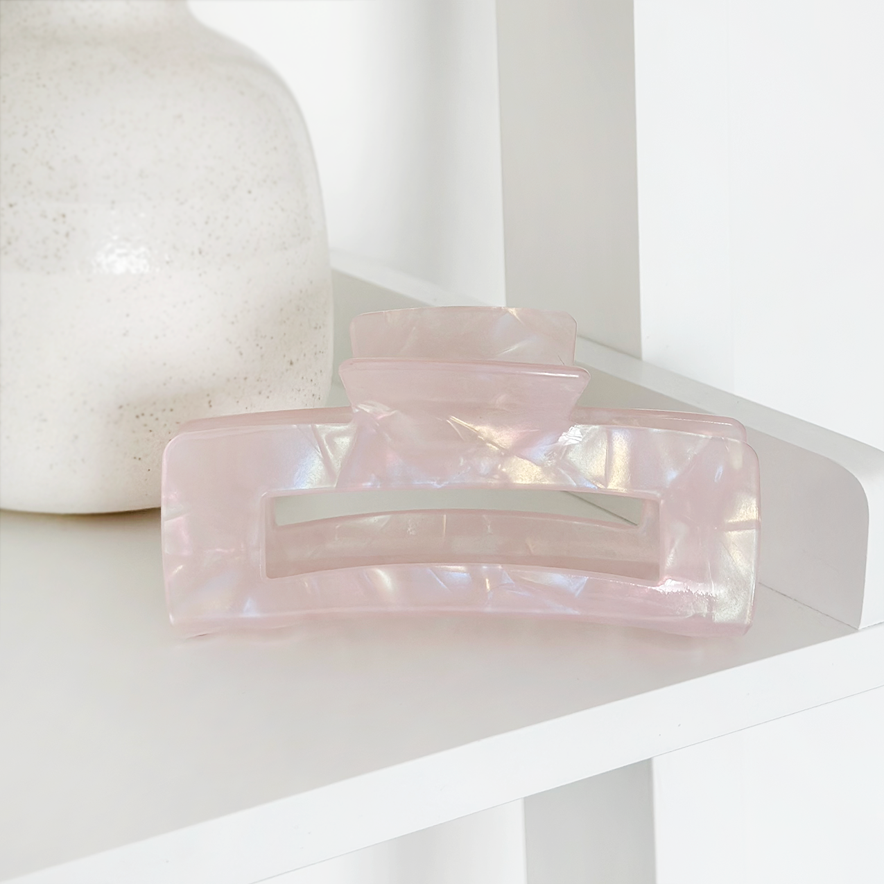 Pembe İnci Kare Pençe Klipsi