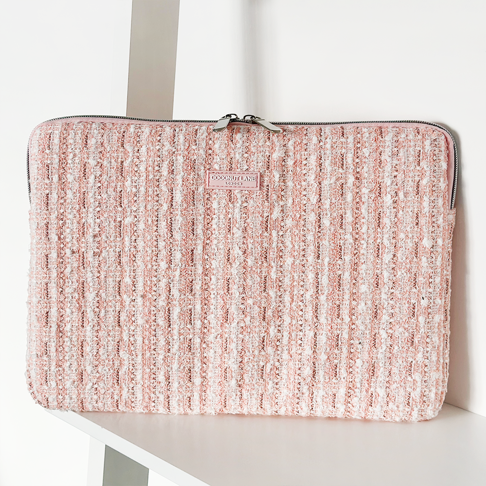 Pink Textured Tweed Laptop Sleeve