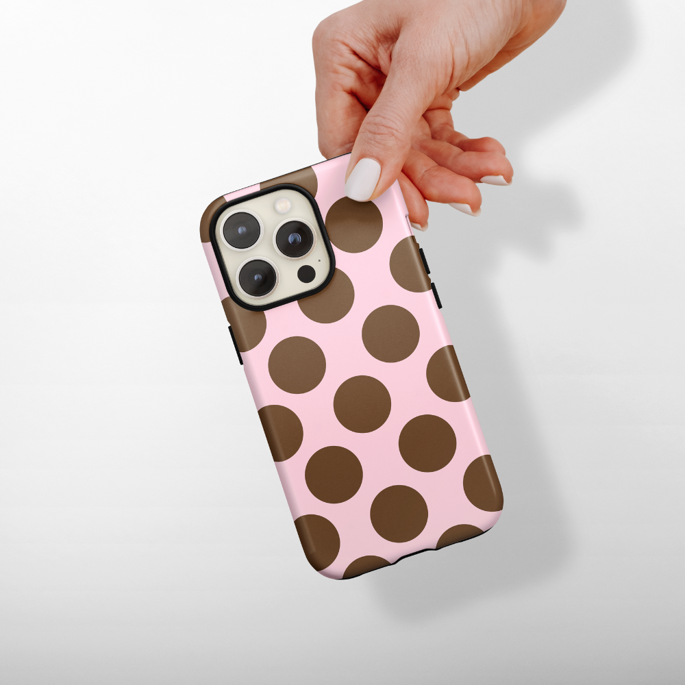 Tough Phone Case - Pink & Brown Spots