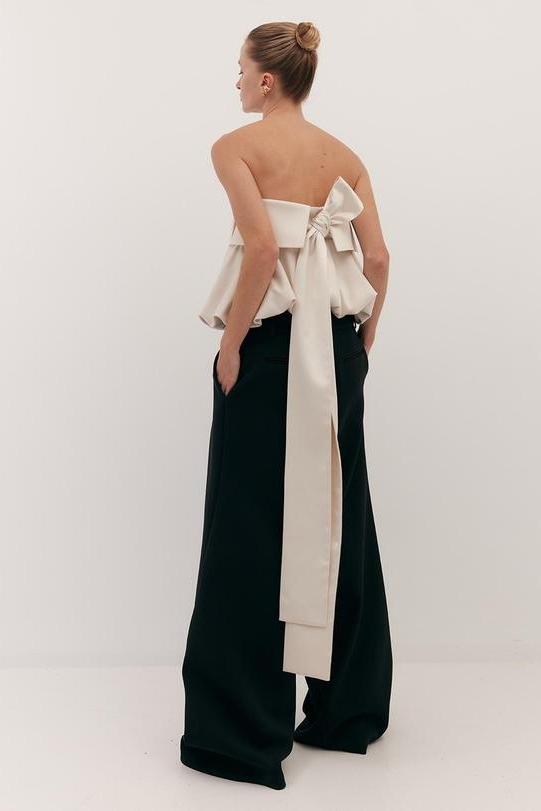 Puff-Shaped Bow-Tail Tube Top