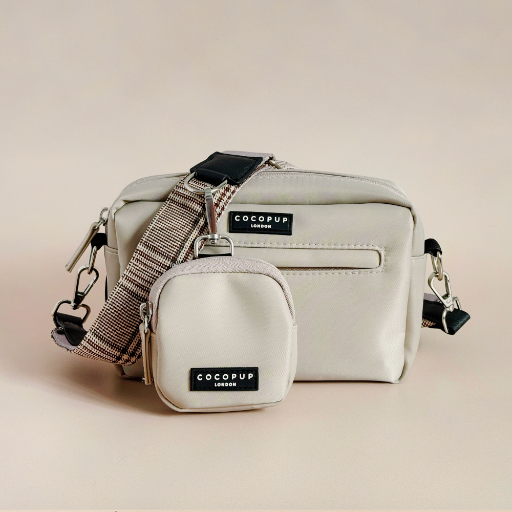 Köpek Gezdirme Karamel Latte Çanta Seti - Köpek Desenli