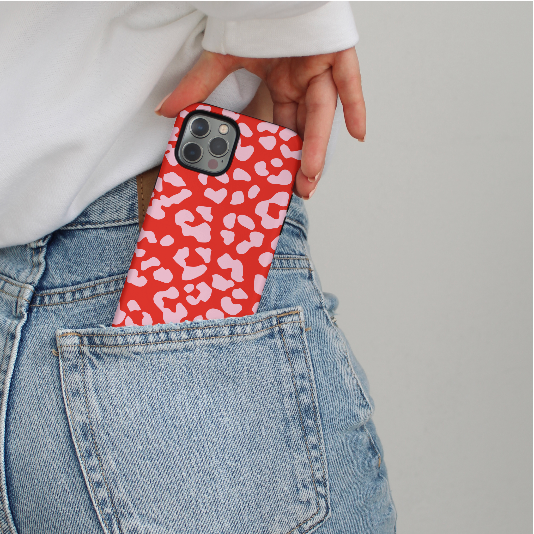 Tough Phone Case - Red & Pink Leopard