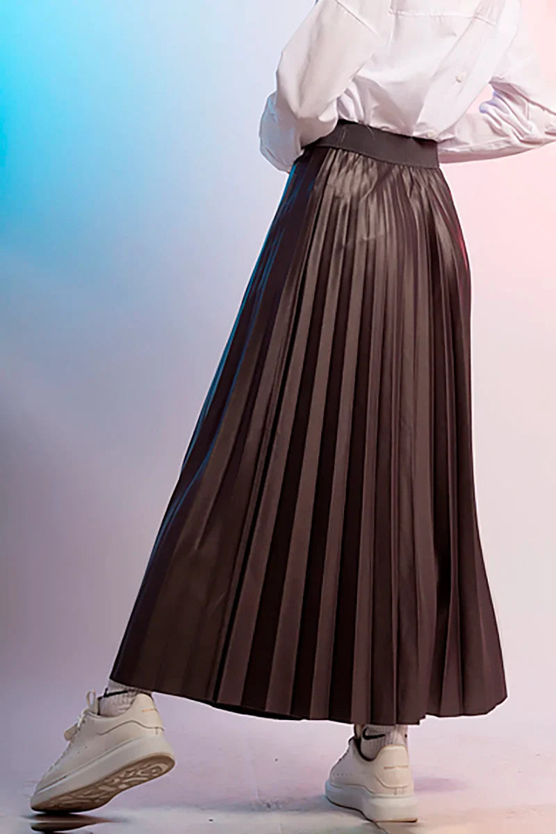 Reversible Two-way Pleated Midi Skirt